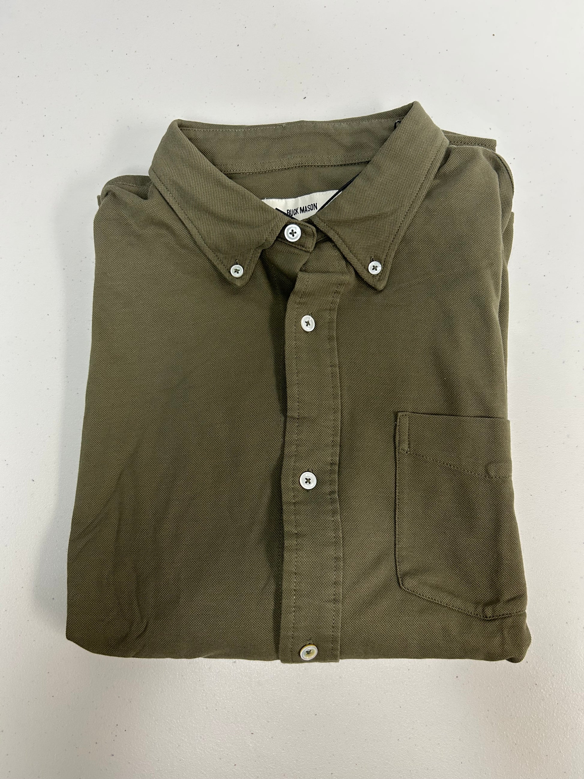 Buck Mason - BUCK MASON CAMPUS KNIT OXFORD SHIRT IN RANGER GREEN - Rent With Thred