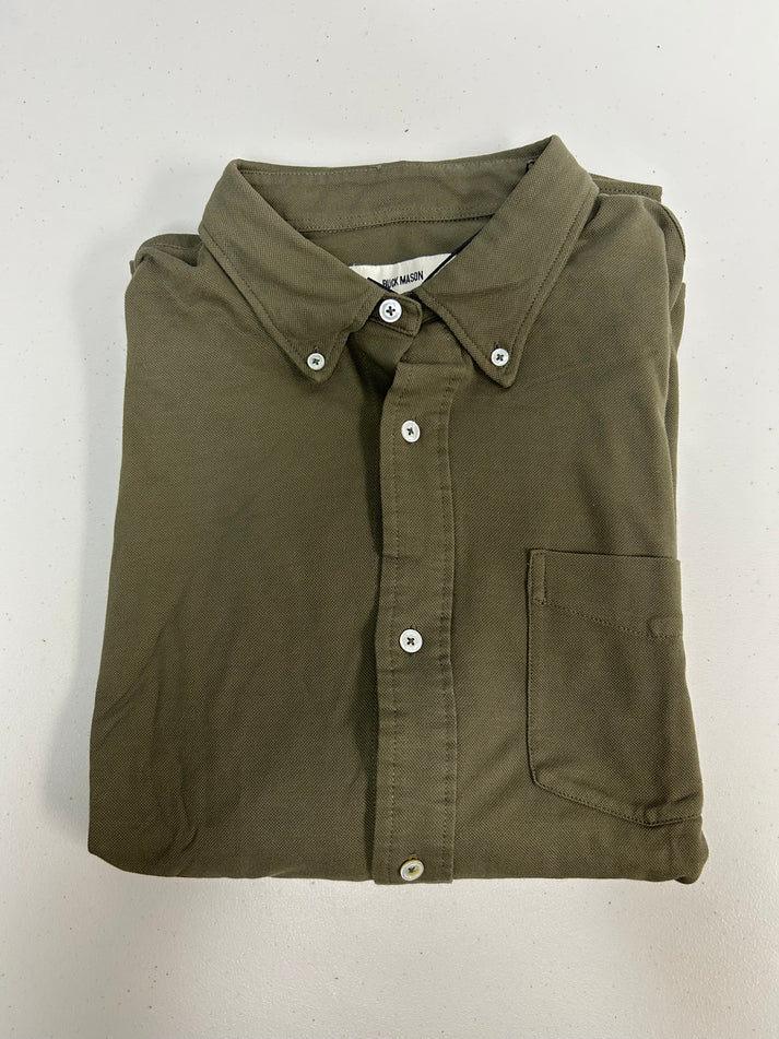 BUCK MASON CAMPUS KNIT OXFORD SHIRT IN RANGER GREEN