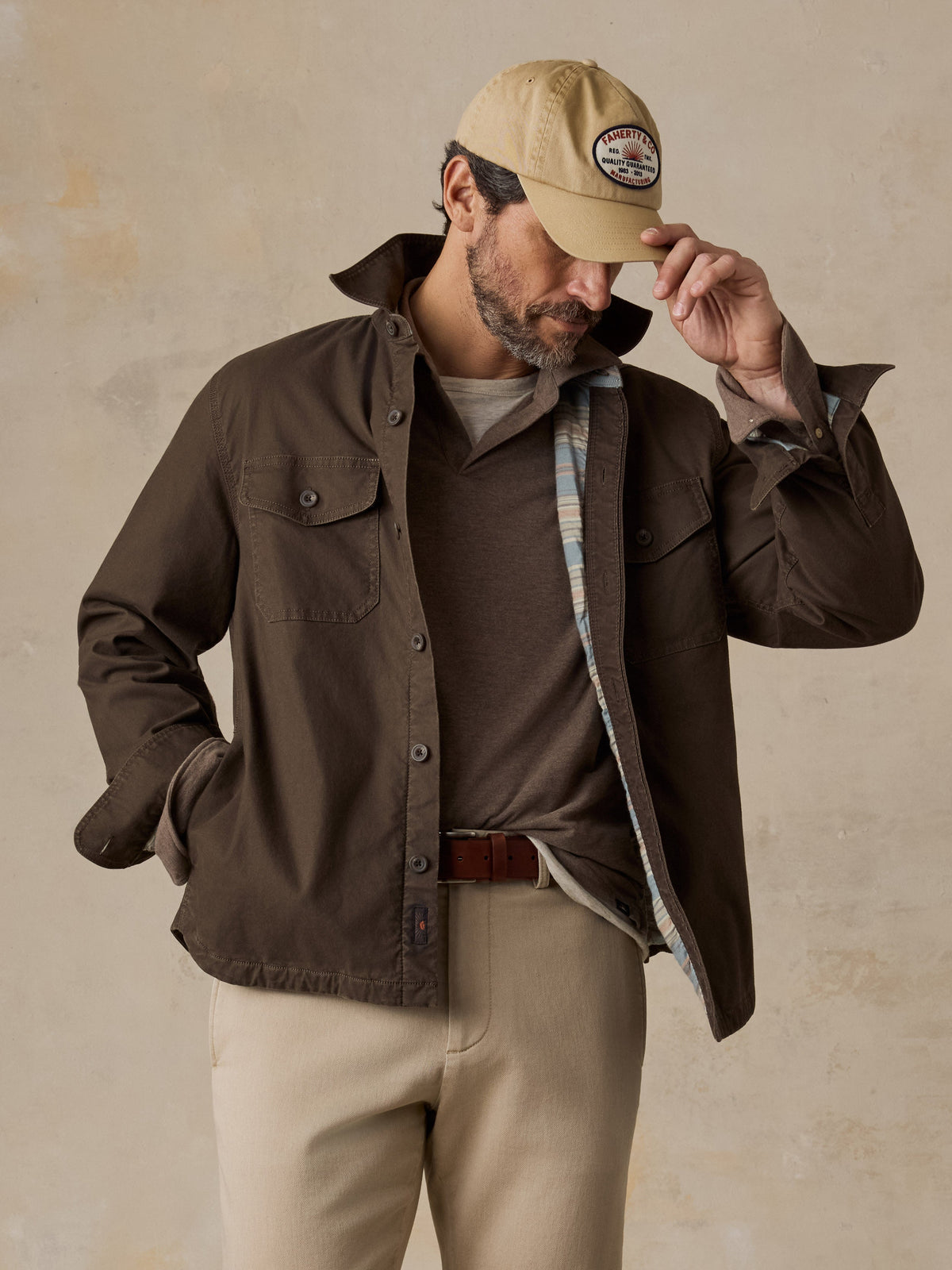 Faherty Stretch Blanket Lined CPO Coast Brown