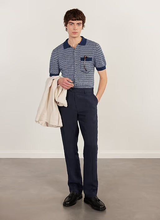 PERCIVAL CASA PICCANTE SHIRT IN BLUE JACQUARD