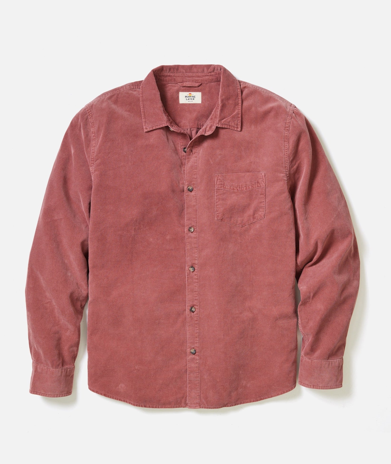 MARINE LAYER LIGHTWEIGHT CORDUROY SHIRT IN AUBURN in AUBURN — main product view