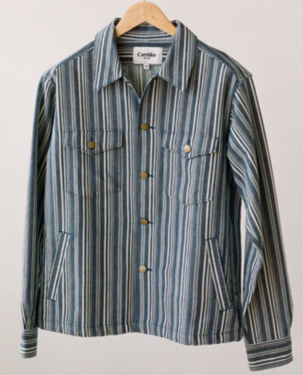 CORRIDOR COTTON STRIPE JACKET IN INDIGO in INDIGO — main product view