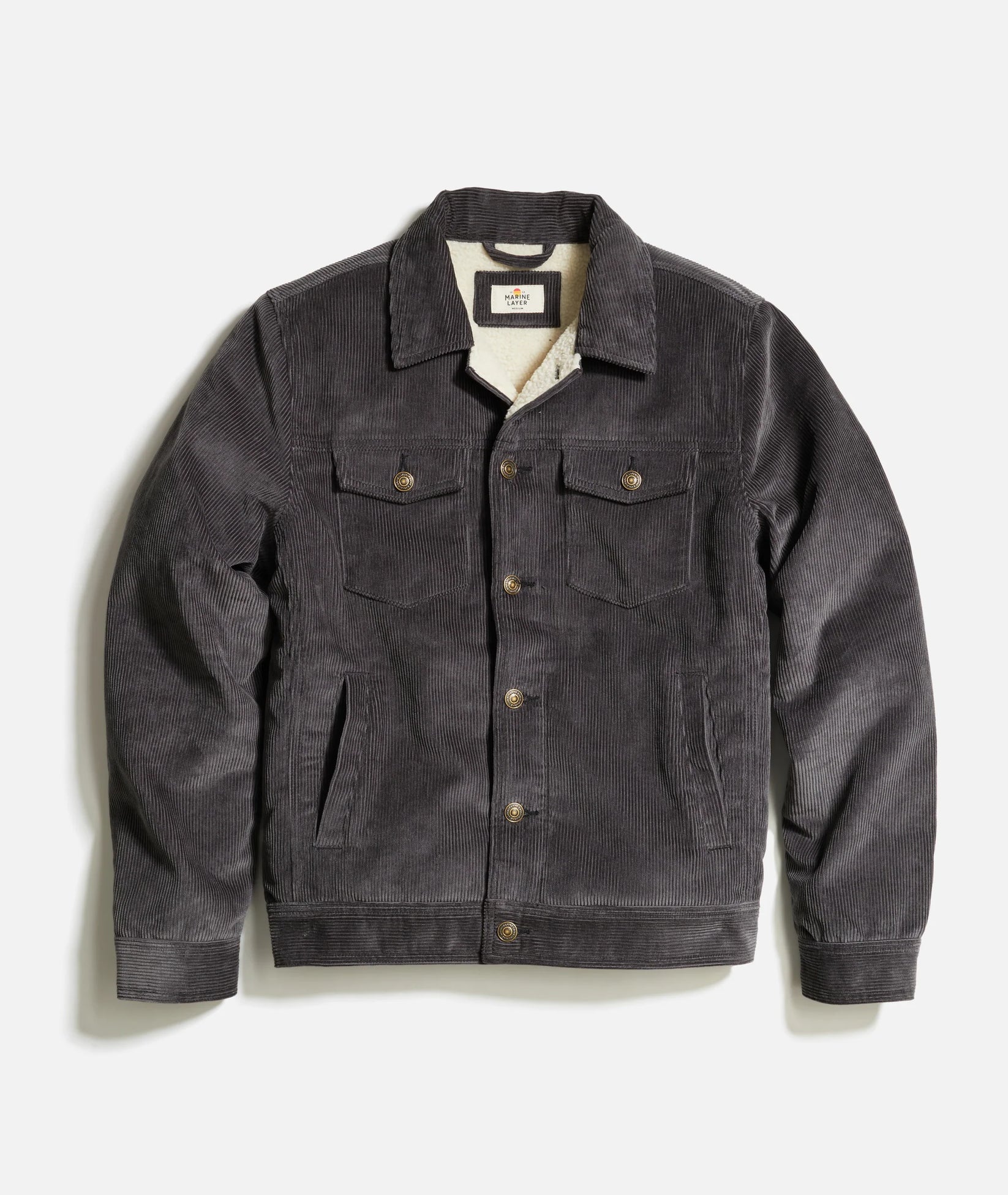 MARINE LAYER BOISE CORDUROY TRUCKER IN FADED BLACK in FADED BLACK — main product view