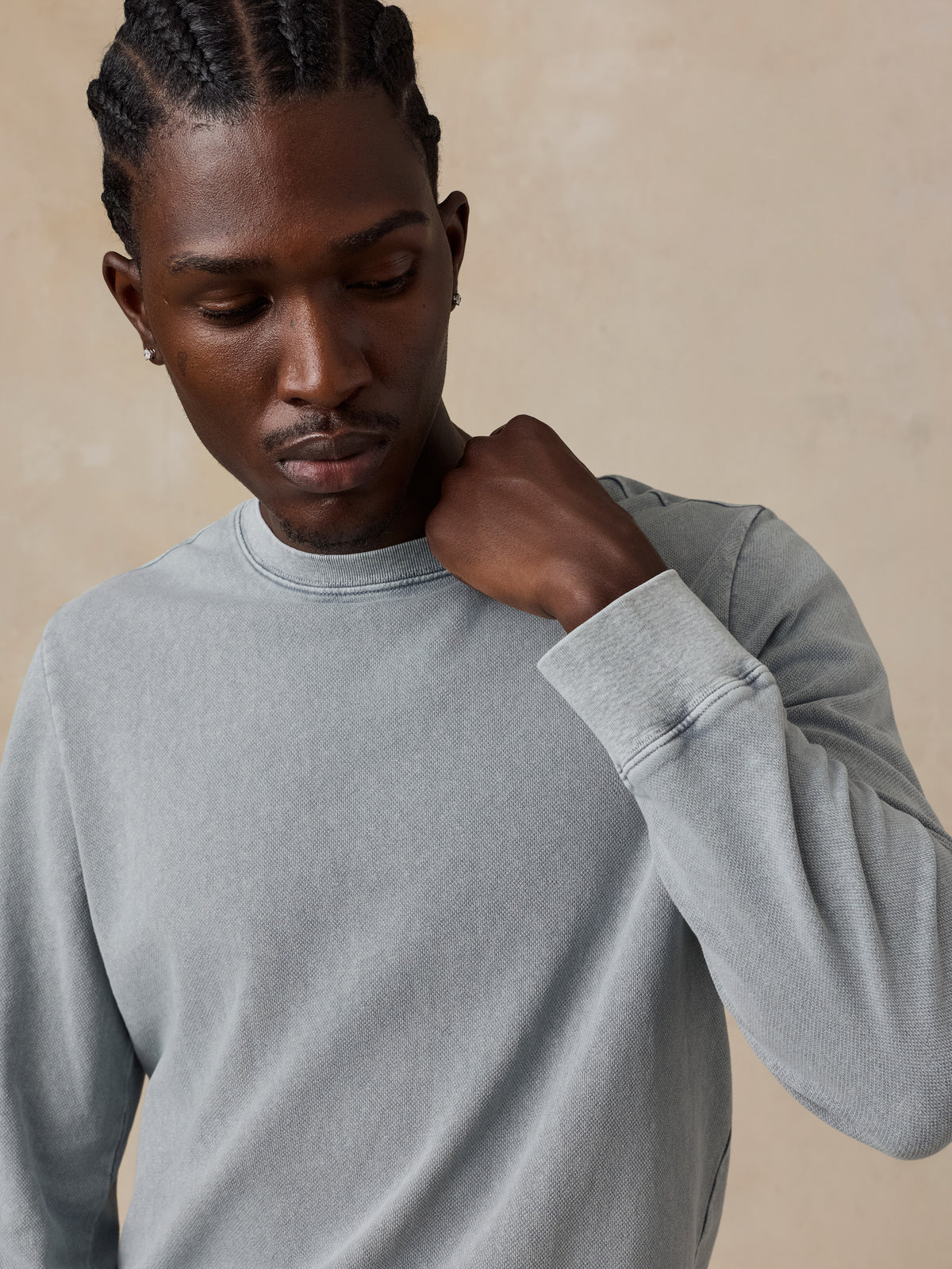 FAHERTY LS RECYCLED TERRY TEE IN LAKESHORE GREY