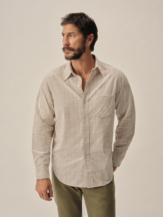 BUCK MASON PACIFIC TWILL ONE POCKET SHIRT IN HEATHER OAT/SAFARI GLEN PLAID in HEATHER OAT/SAFARI GLEN PLAID — view 2