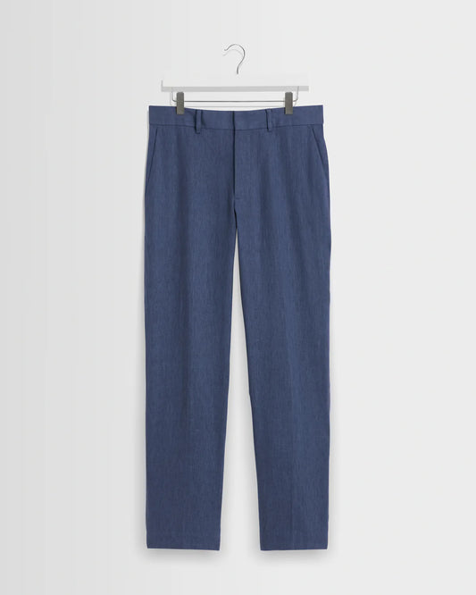 WAX LONDON ALP LINEN TROUSERS IN MID BLUE