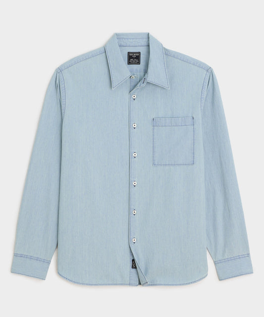 TODD SNYDER CHAMBRAY BIG SHIRT IN LIGHT INDIGO