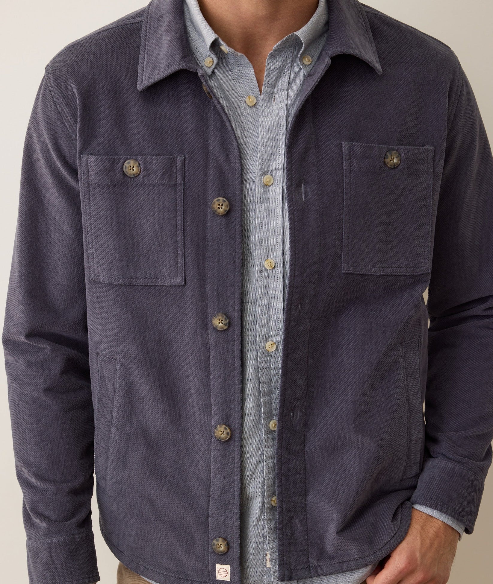 MARINE LAYER MAX MOLESKIN OVERSHIRT IN MOOD INDIGO in MOOD INDIGO — view 3