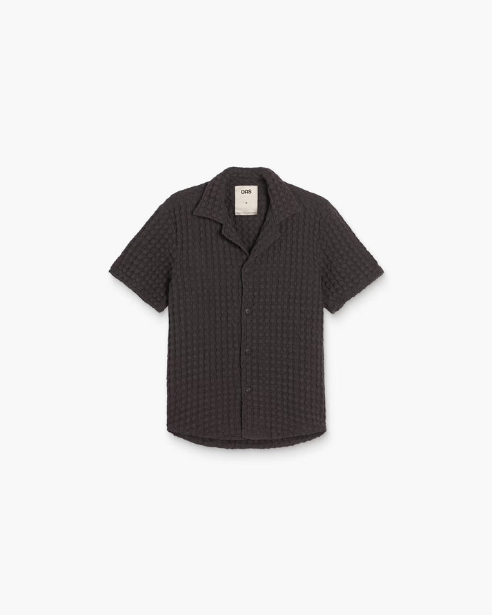 OAS CUBA WAFFLE SHIRT IN NEARLY BLACK