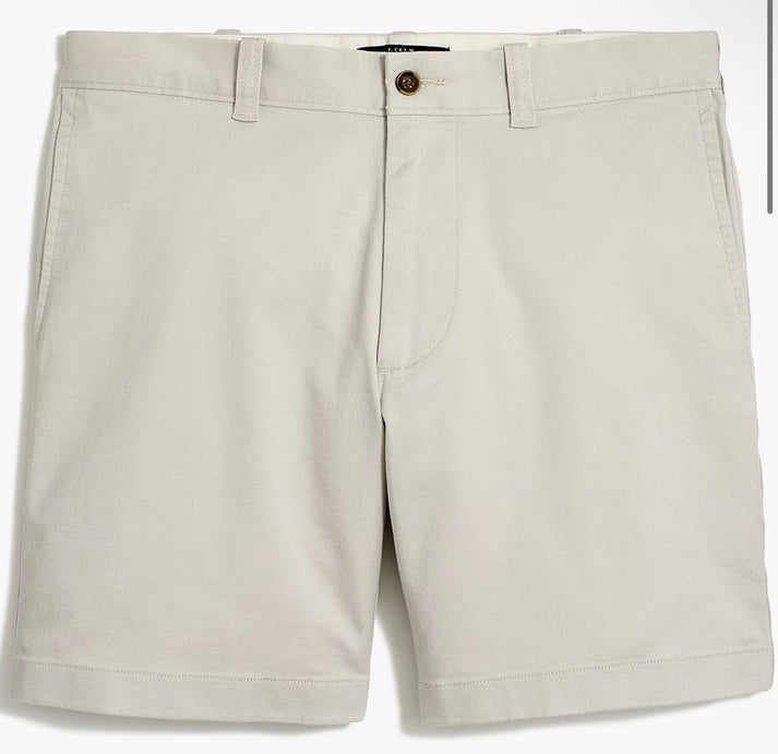 J CREW 7” FLEX CHINO SHORT IN STONE