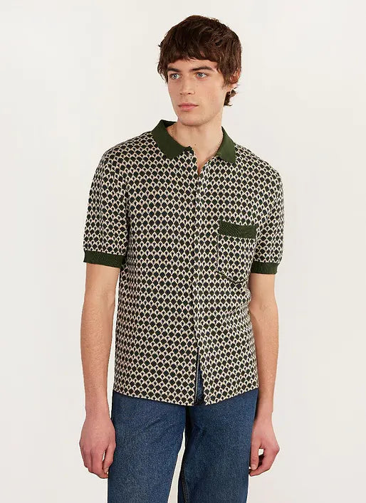 PERCIVAL CASA PICCANTE SHIRT IN GREEN JACQUARD