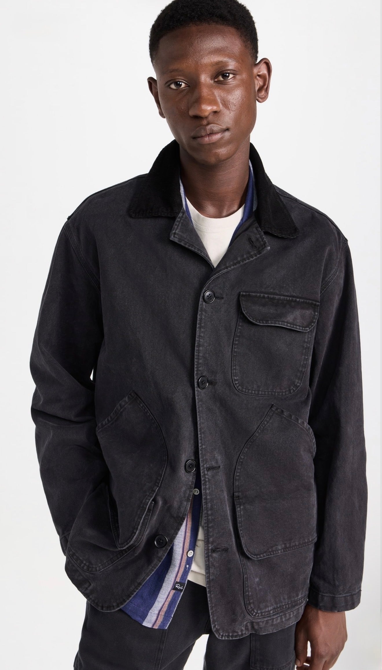 ALEX MILL FRONTIER JACKET IN WASHED BLACK