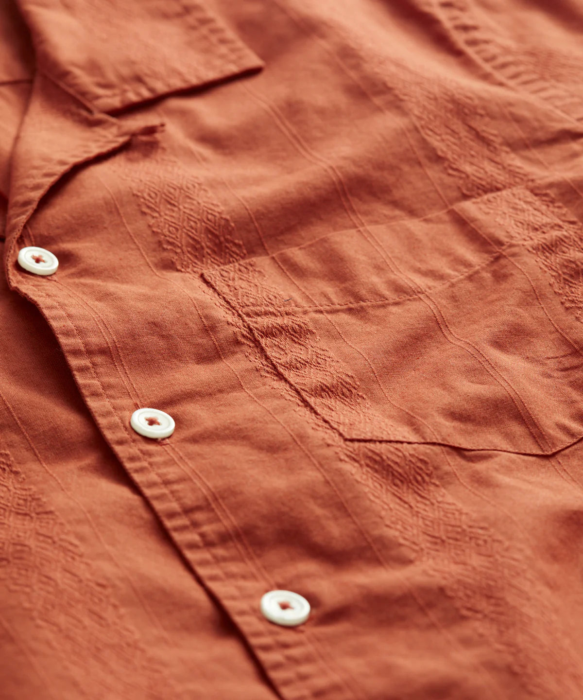 TODD SNYDER JACQUARD CAMP COLLAR SHIRT IN RUST in RUST — view 2