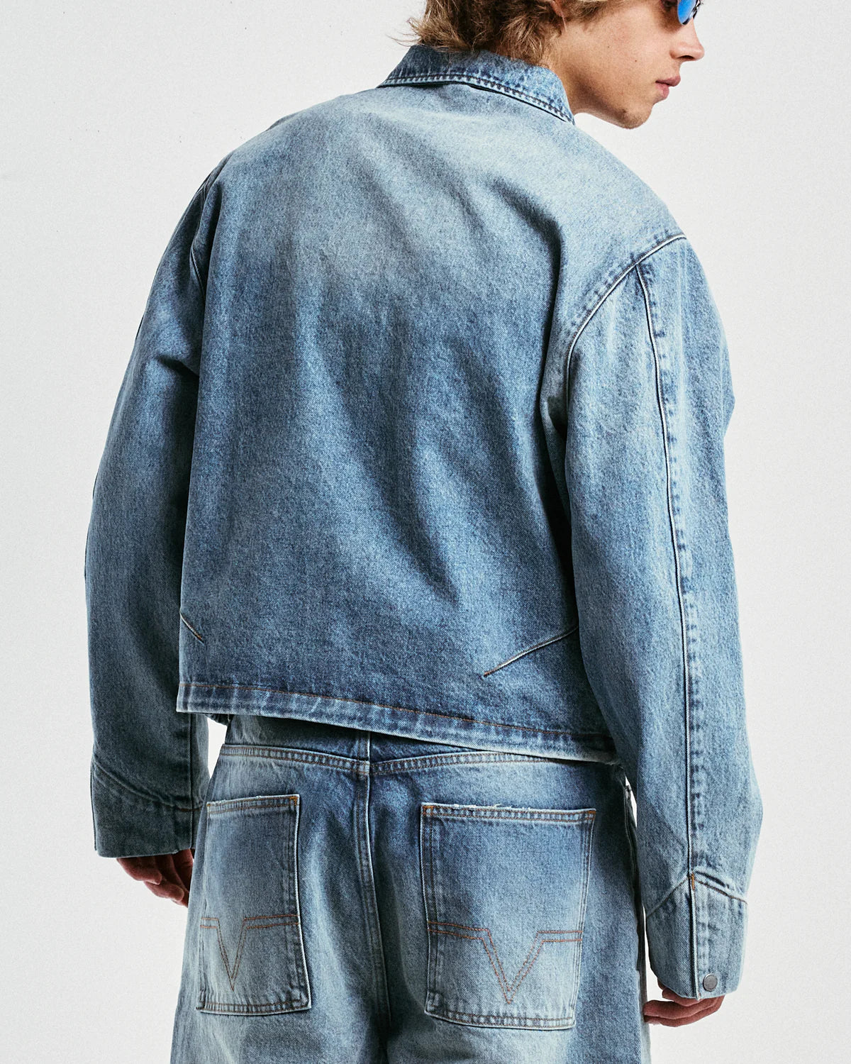 NO MAINTENANCE MECHANIC JACKET IN LIGHT-WASH DENIM in LIGHT-WASH DENIM — view 3