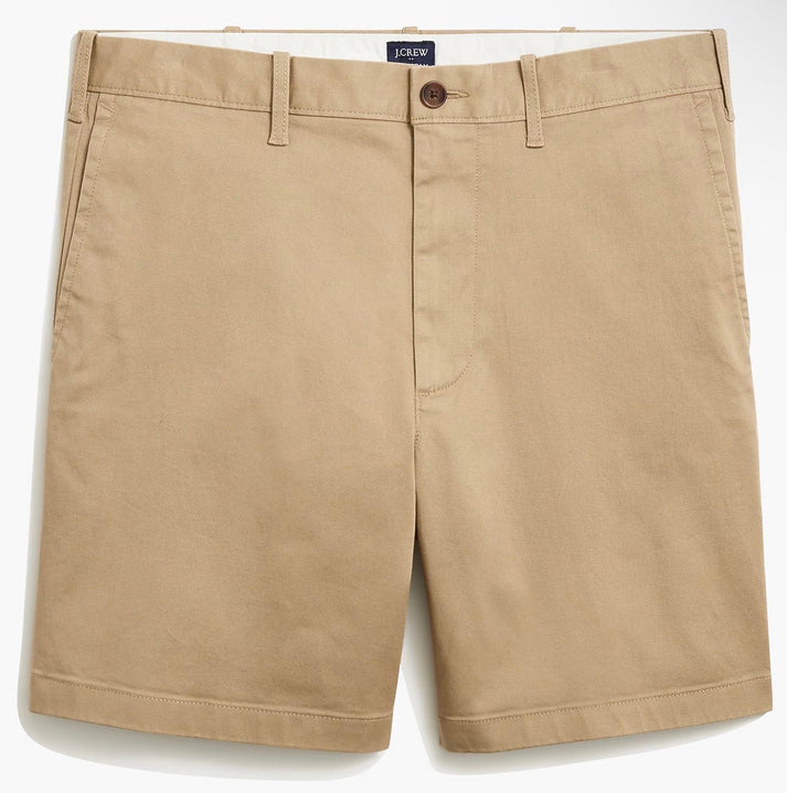 J CREW 7” FLEX CHINO SHORT IN KHAKI