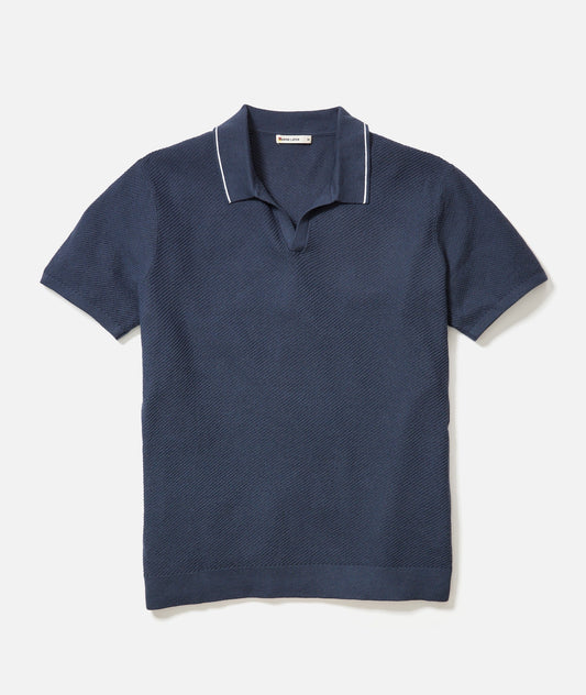 MARINE LAYER GREYSON SWEATER POLO IN INDIA INK