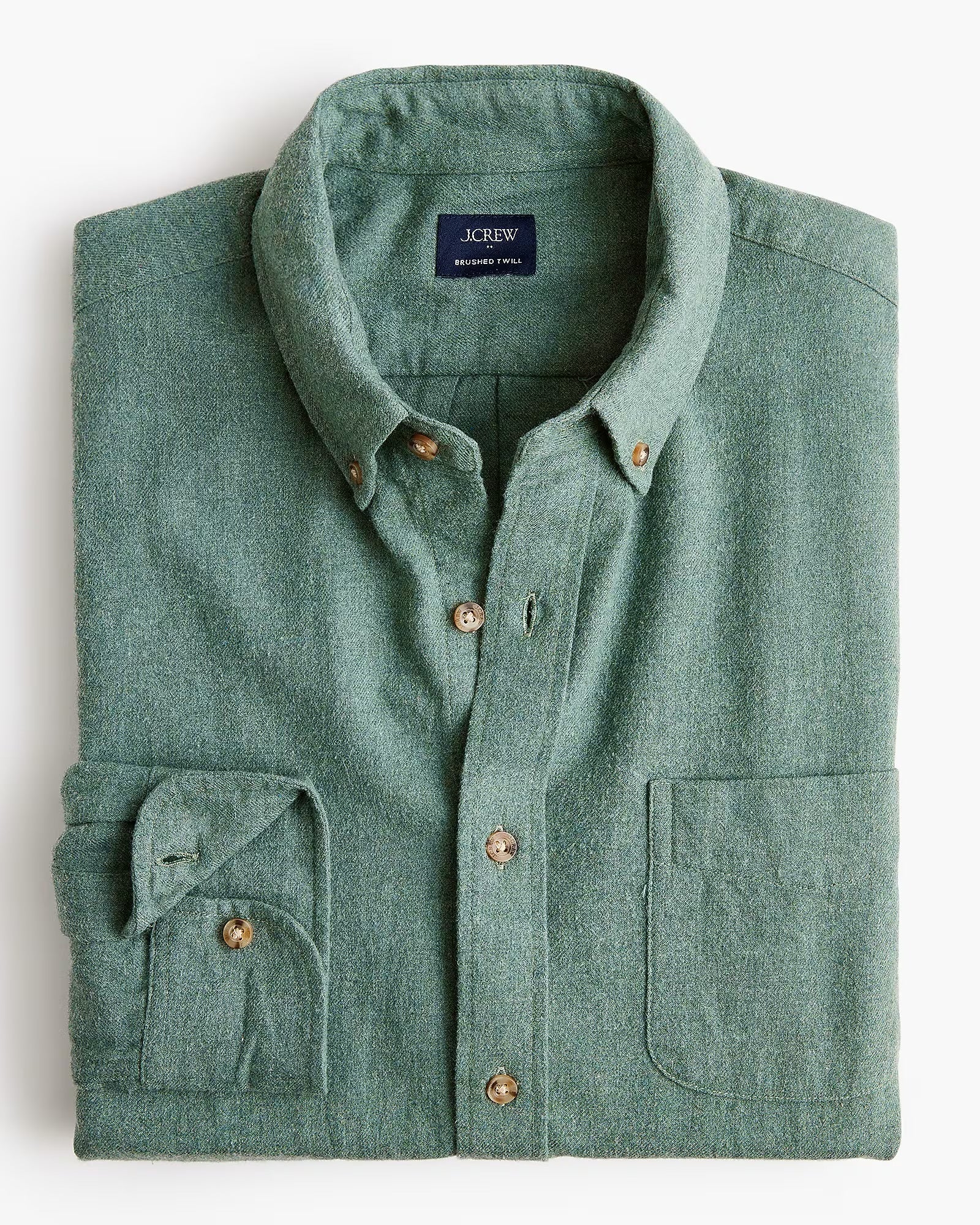 J. Crew J.CREW BRUSHED TWILL SHIRT IN HEATHER TOPIARY in HEATHER TOPIARY — main product view