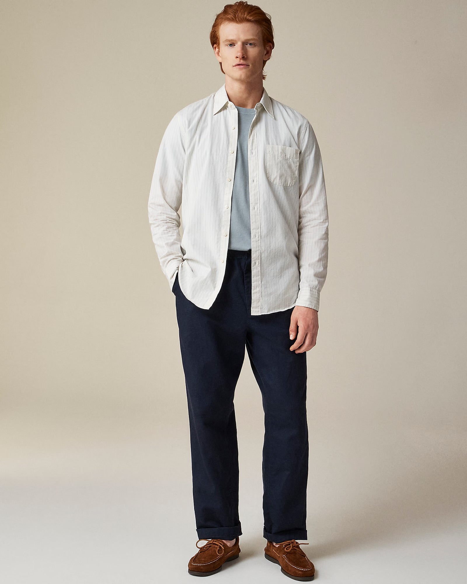 J. Crew J.CREW SECRET WASH COTTON POPLIN LS SHIRT WITH POINT COLLAR in See product description — main product view
