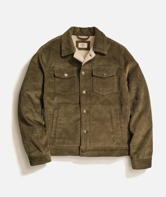 MARINE LAYER BOISE CORDUROY TRUCKER IN FOREST NIGHT