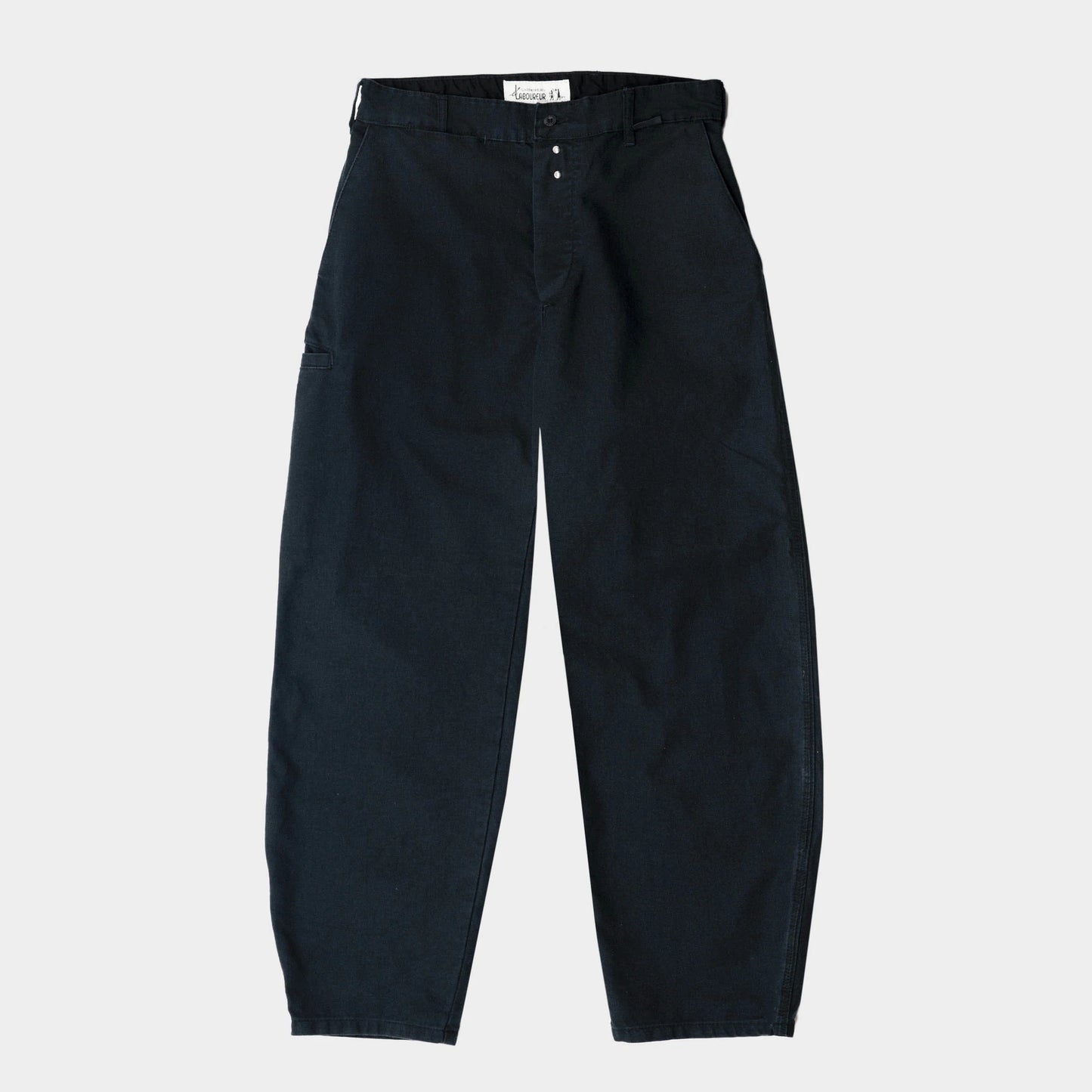 LE LABOUREUR X GARDENHEIR FRENCH COTTON FARM PANT IN STONEWASHED BLACK