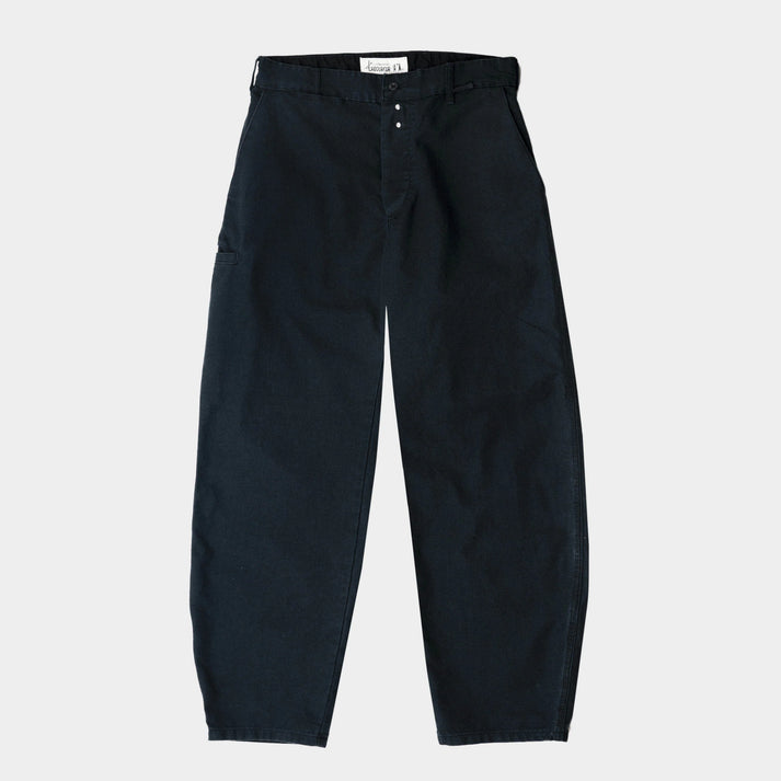 LE LABOUREUR X GARDENHEIR FRENCH COTTON FARM PANT IN STONEWASHED BLACK