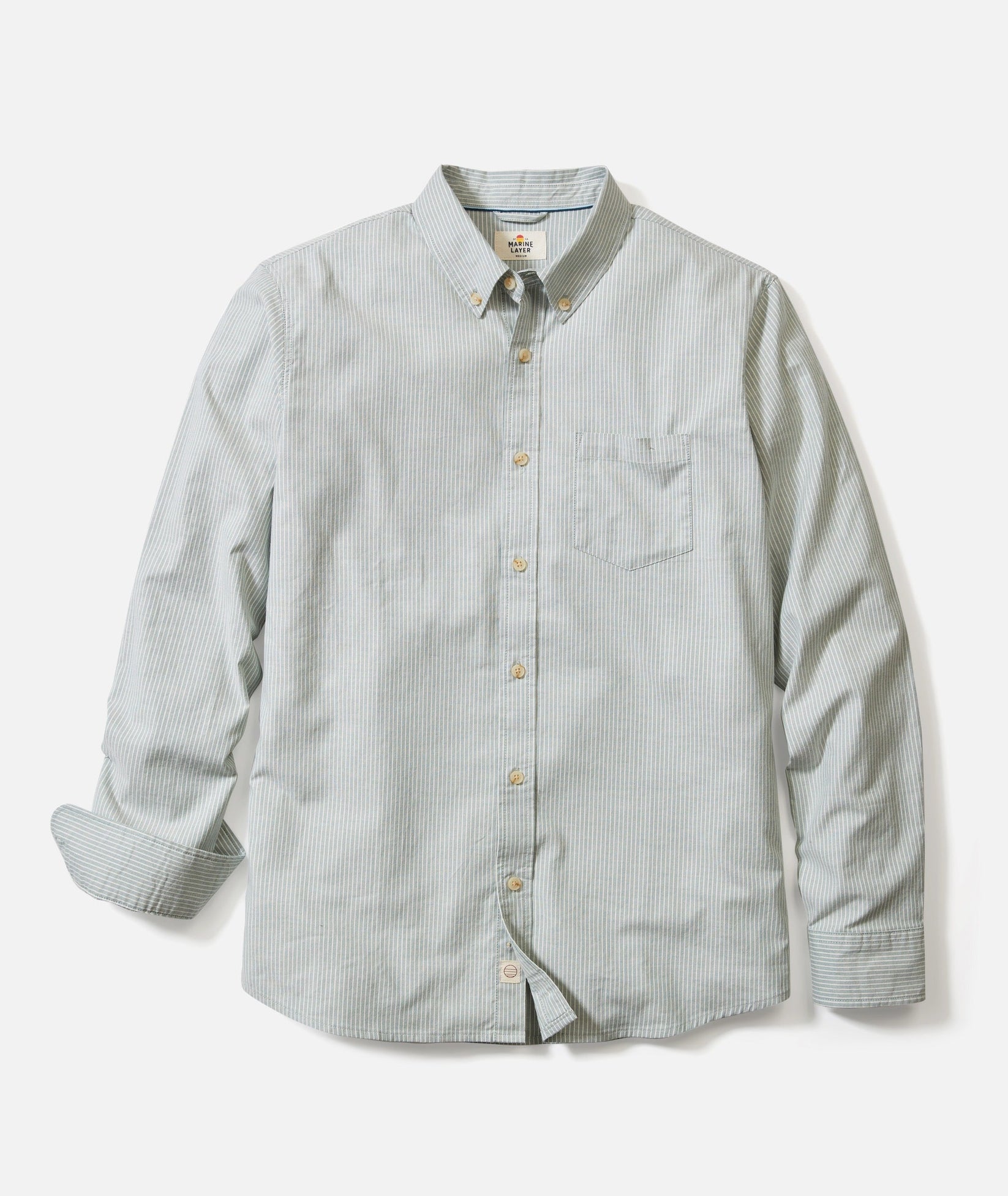 MARINE LAYER CALIFORNIA OXFORD SHIRT IN DEEP SEA STRIPE in DEEP SEA STRIPE — main product view