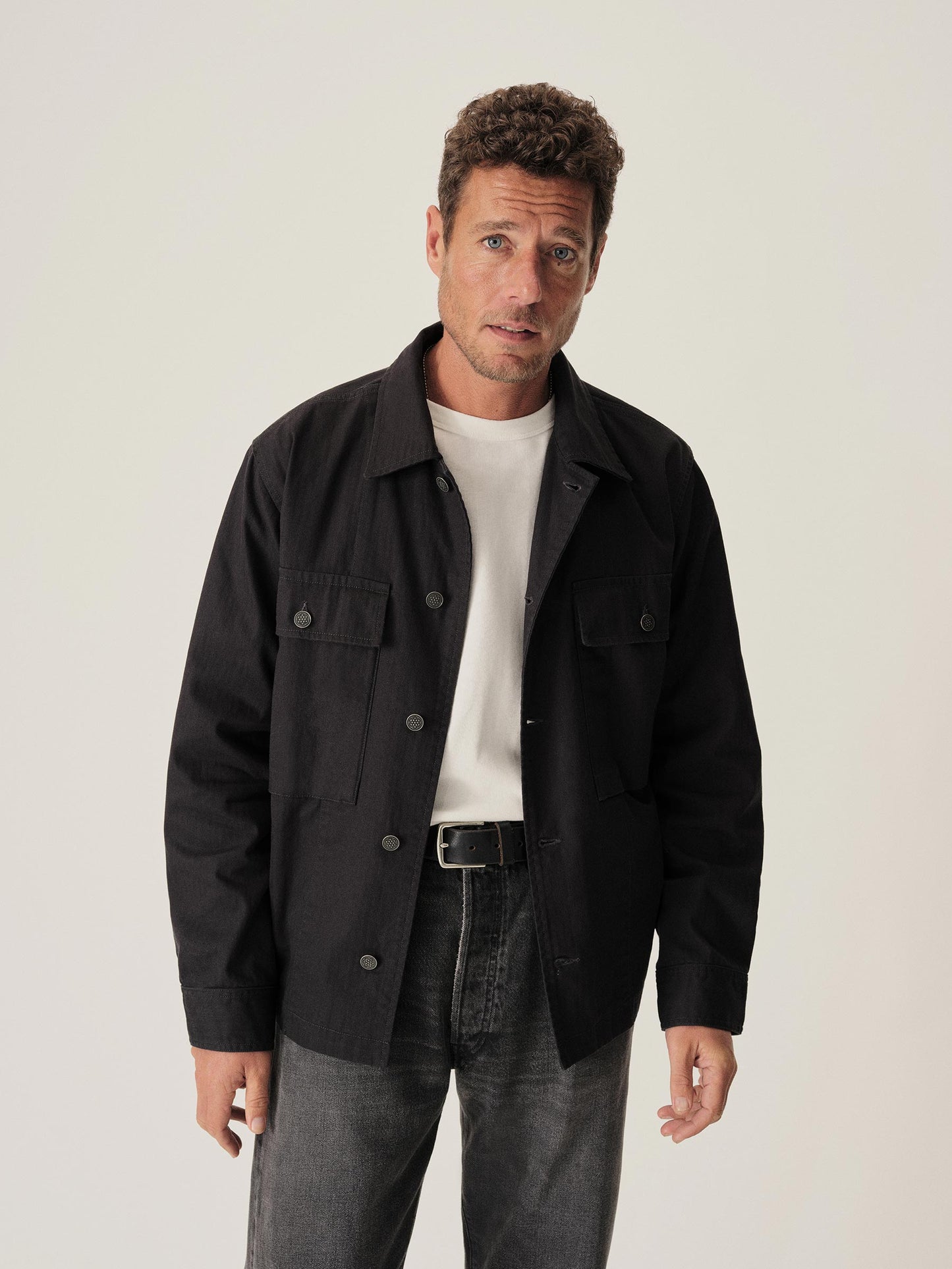 Buck Mason Omaha Flyweight HBT P-43 Fatigue Jacket in Black