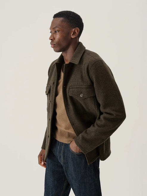 BUCK MASON FELTED FIELD SHIRT IN RIVER ROCK product view