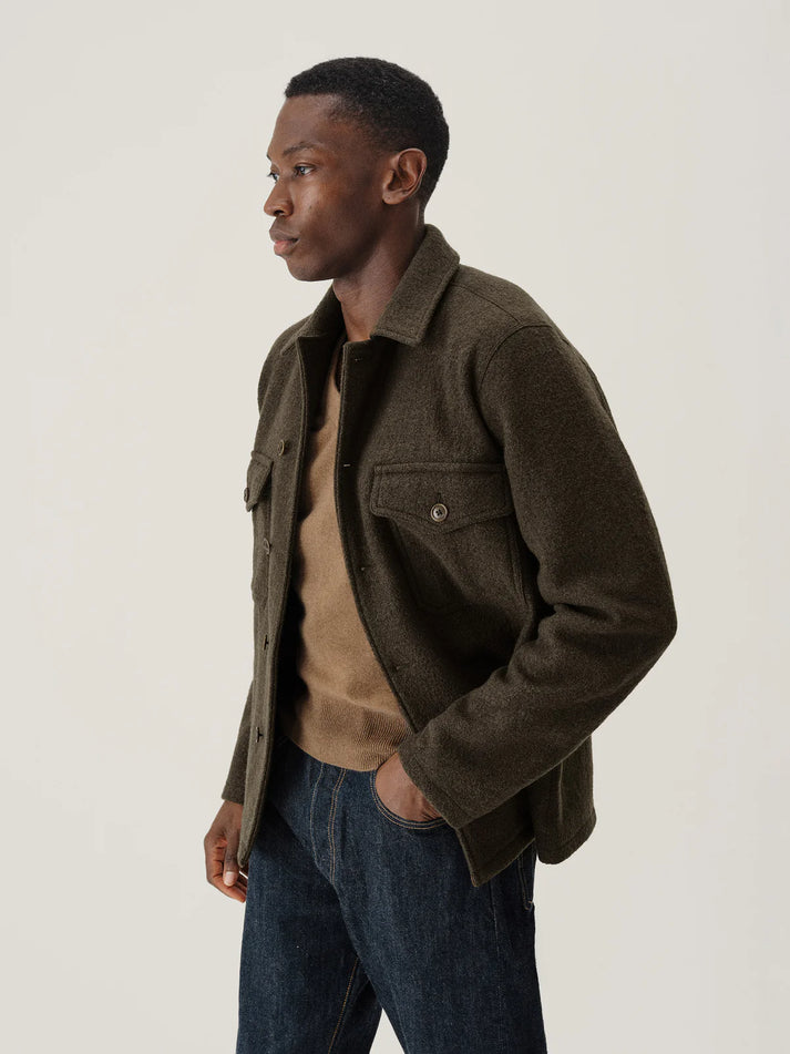 BUCK MASON FELTED FIELD SHIRT IN RIVER ROCK