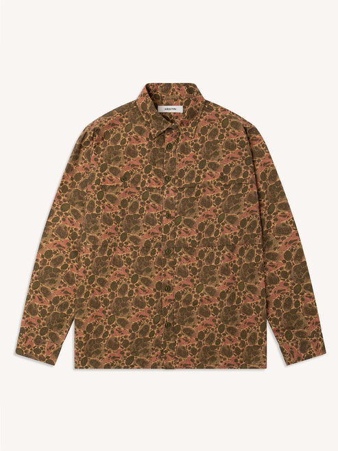 KESTIN TAYMOUNT JACKET IN OLIVE MARBLE TEXTURED COTTON product view