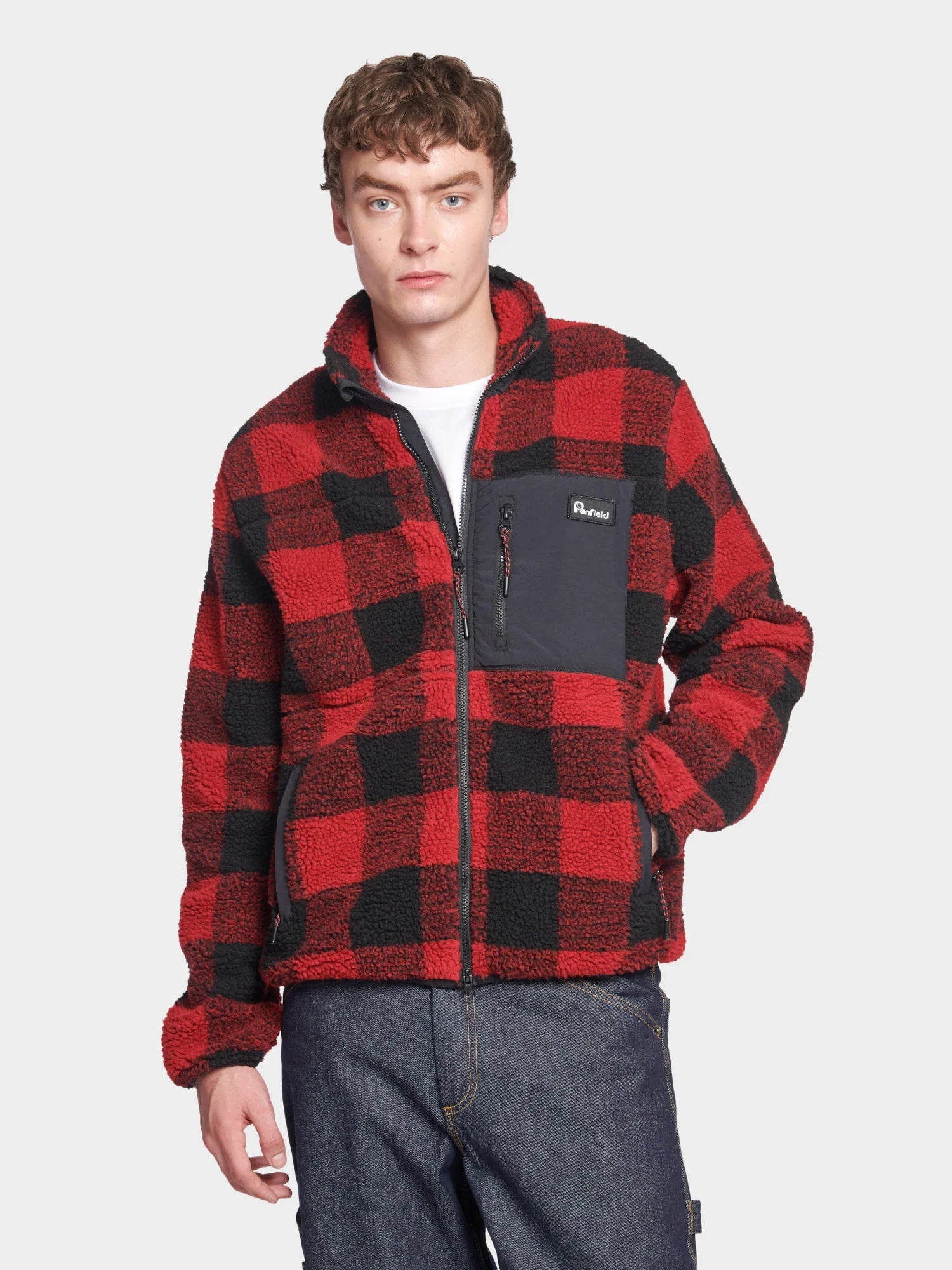 PENFIELD MATTAWA BORG FLEECE JACKET IN BLACK CHECK in BLACK CHECK — view 2