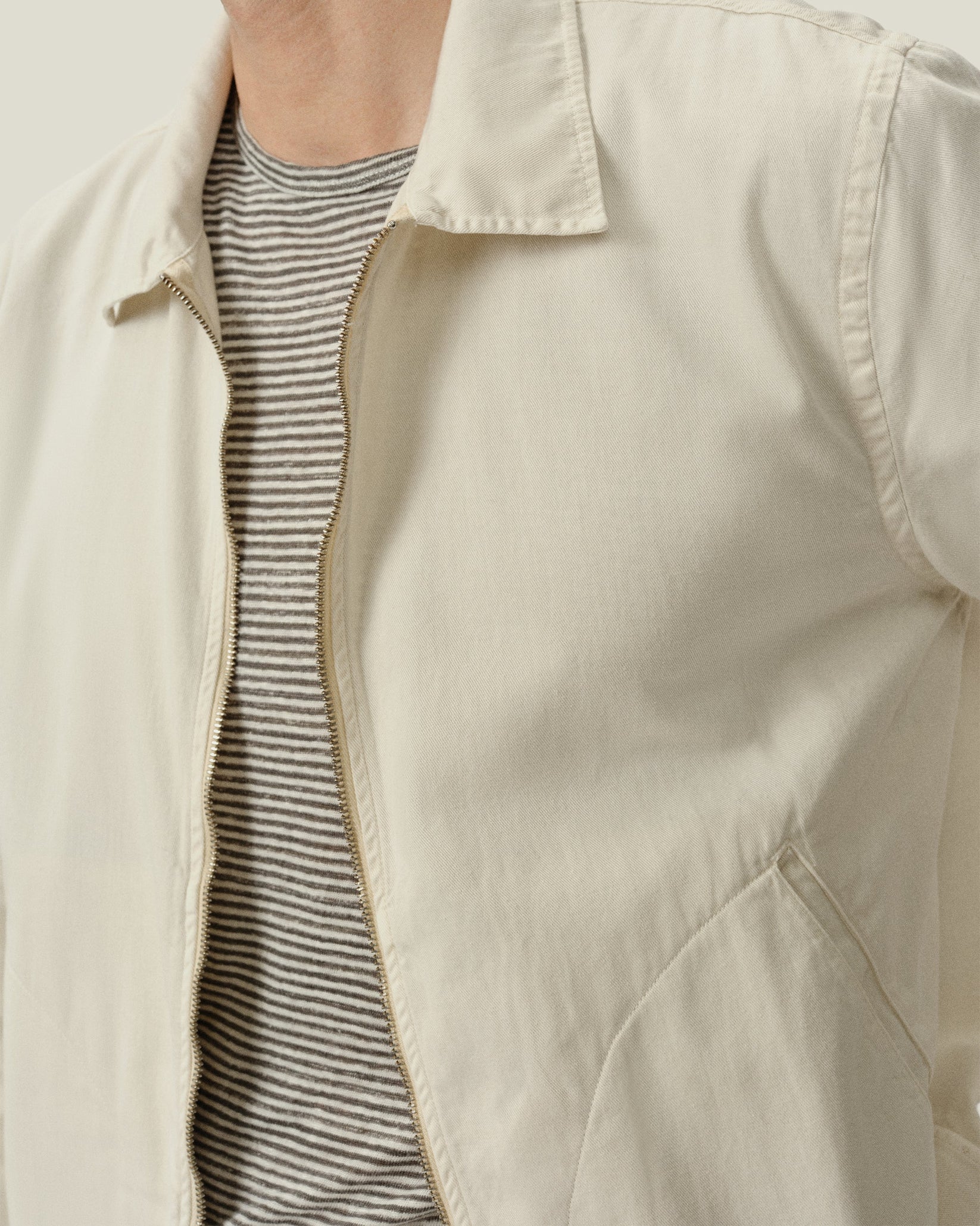 ALEX CRANE TWILL ZIP JACKET IN CREAM in CREAM — view 3