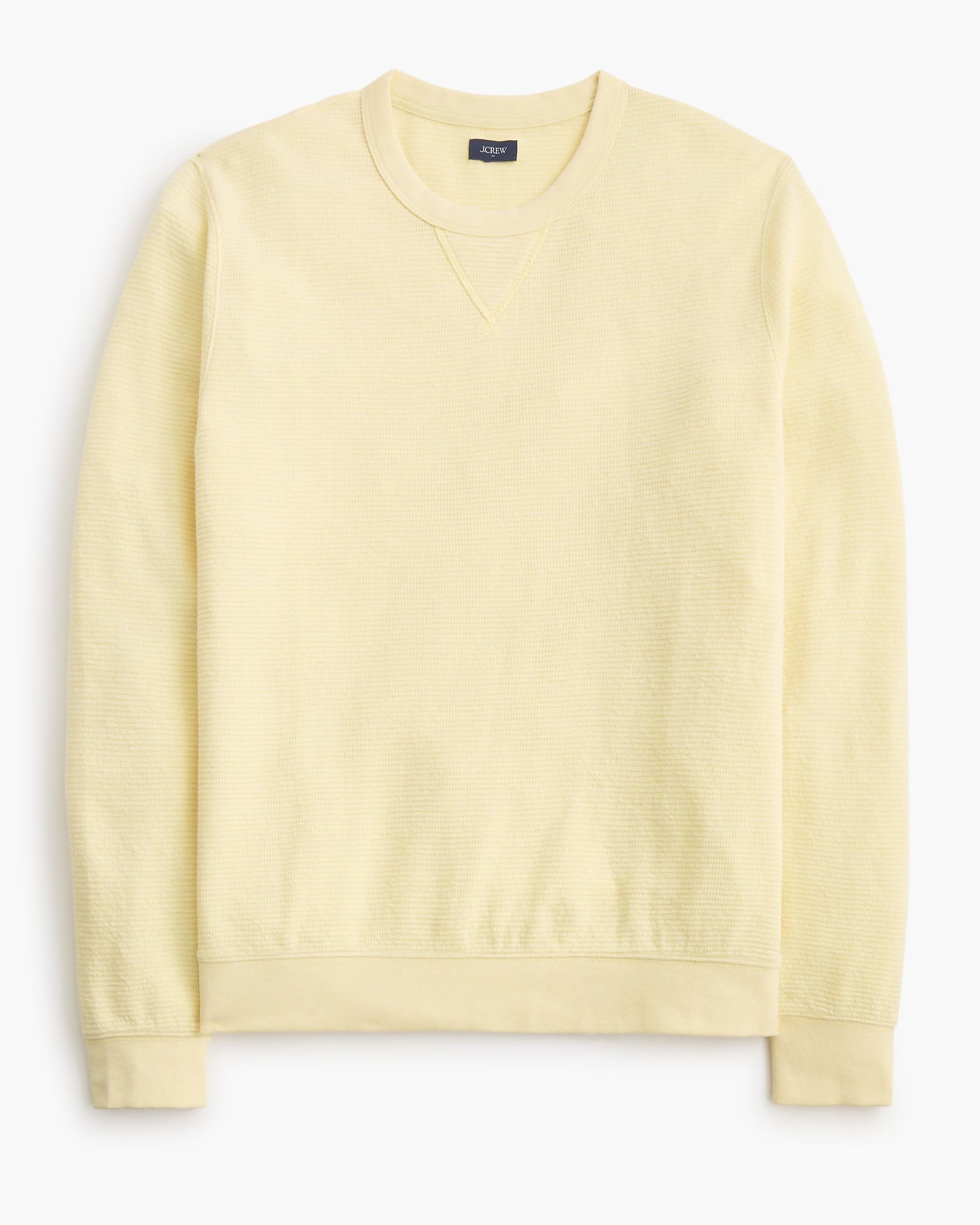 J. Crew J CREW WAFFLE-KNIT CREWNECK SWEATSHIRT IN HEATHER PALE SUN in HEATHER PALE SUN — main product view