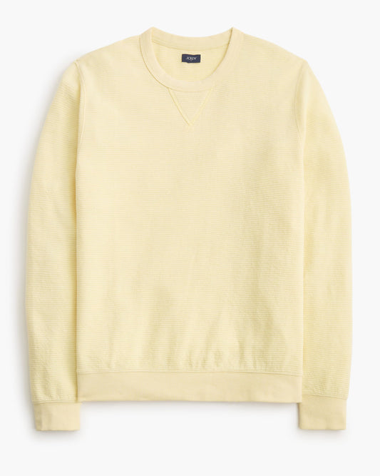J CREW WAFFLE-KNIT CREWNECK SWEATSHIRT IN HEATHER PALE SUN