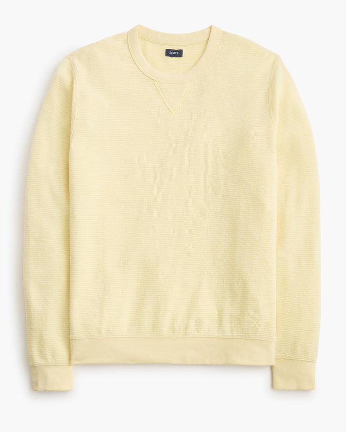 J CREW WAFFLE-KNIT CREWNECK SWEATSHIRT IN HEATHER PALE SUN