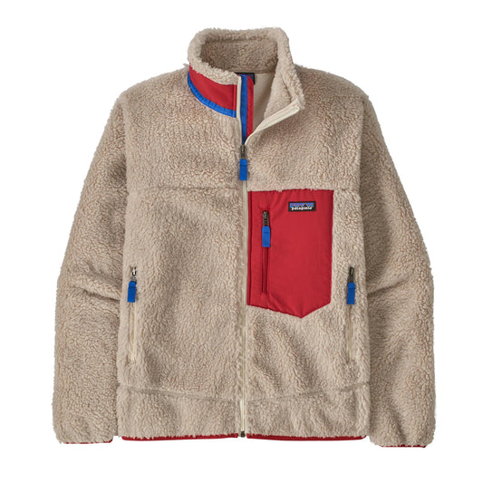 PATAGONIA CLASSIC RETRO JACKET IN NATURAL W/TOURING RED