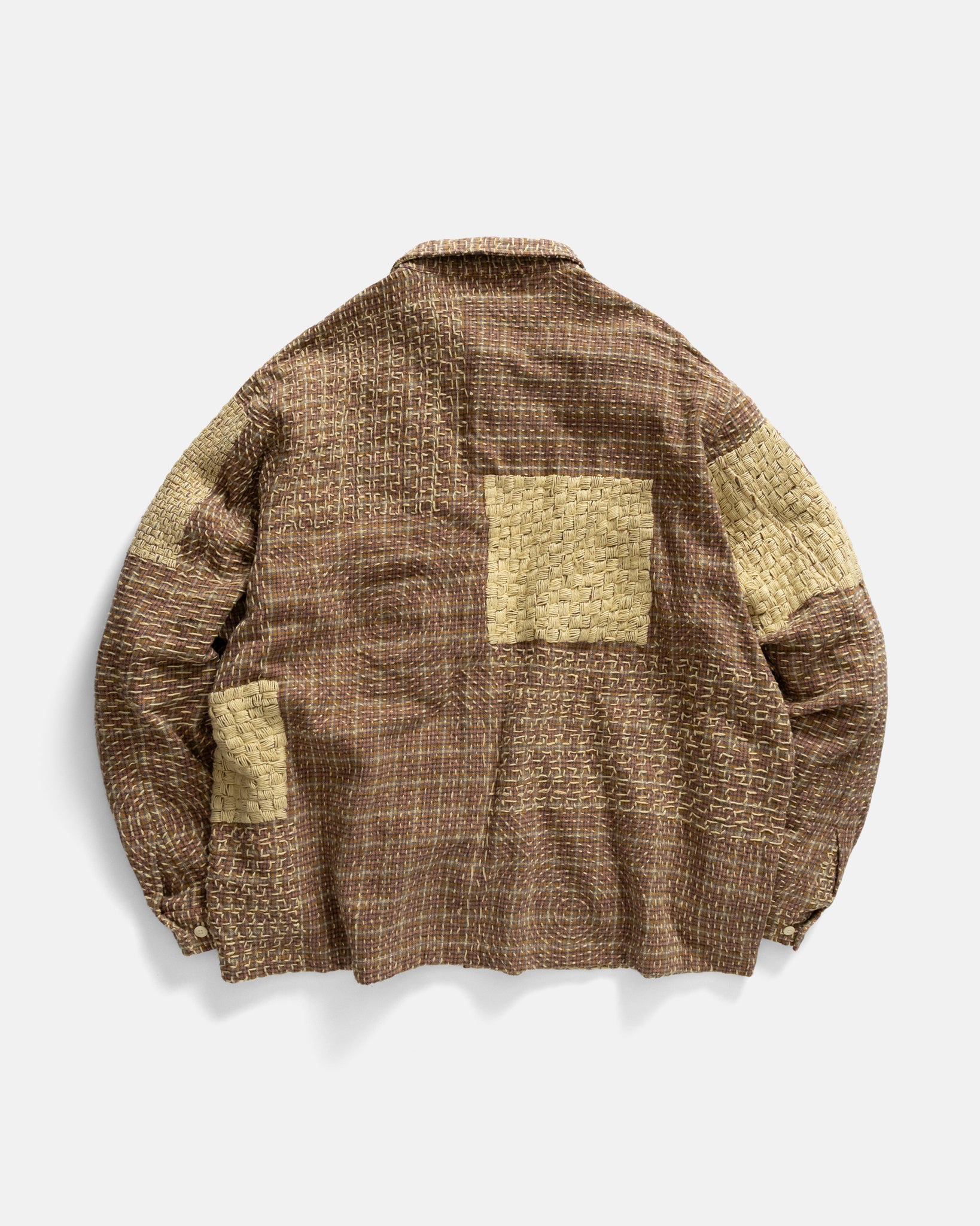 18 EAST PILCHUCK HAND-EMBROIDERED OVERSHIRT IN CLAY COTTON FLANNEL WITH KANTHA STITCHING in CLAY COTTON FLANNEL WITH KANTHA STITCHING — view 3