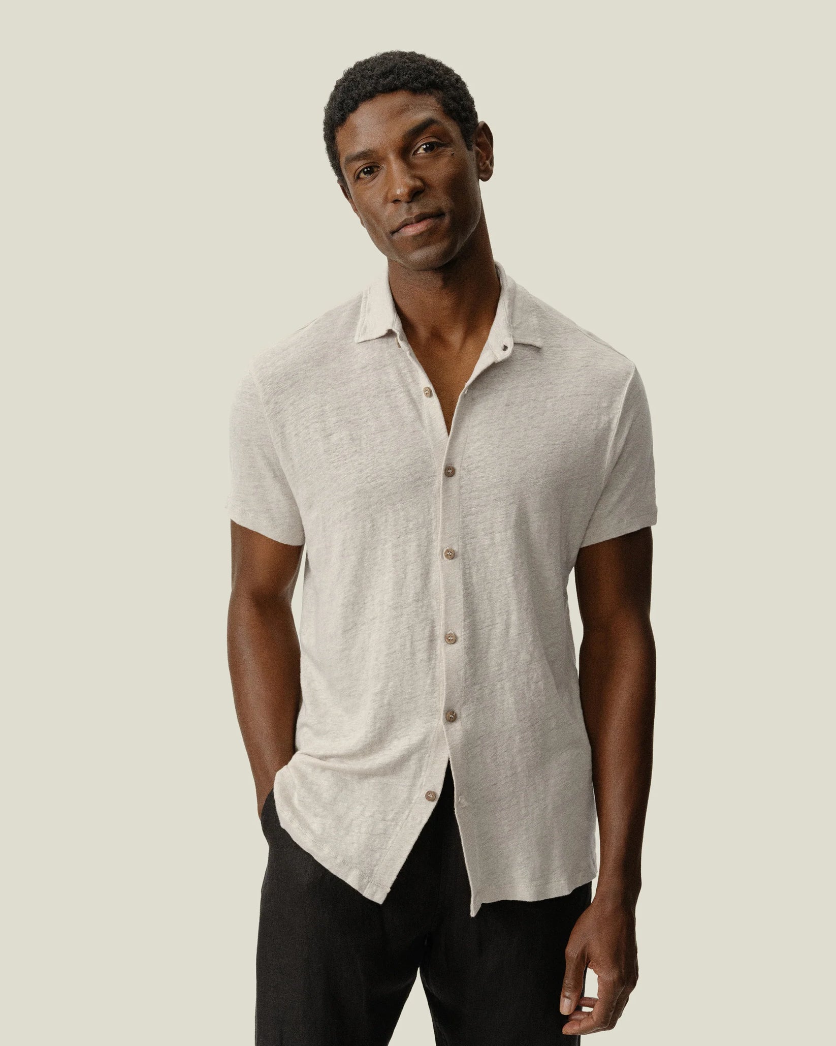 ALEX CRANE KNIT OLA SHIRT IN BONE in BONE — main product view