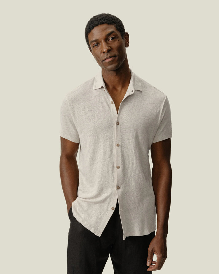 ALEX CRANE KNIT OLA SHIRT IN BONE