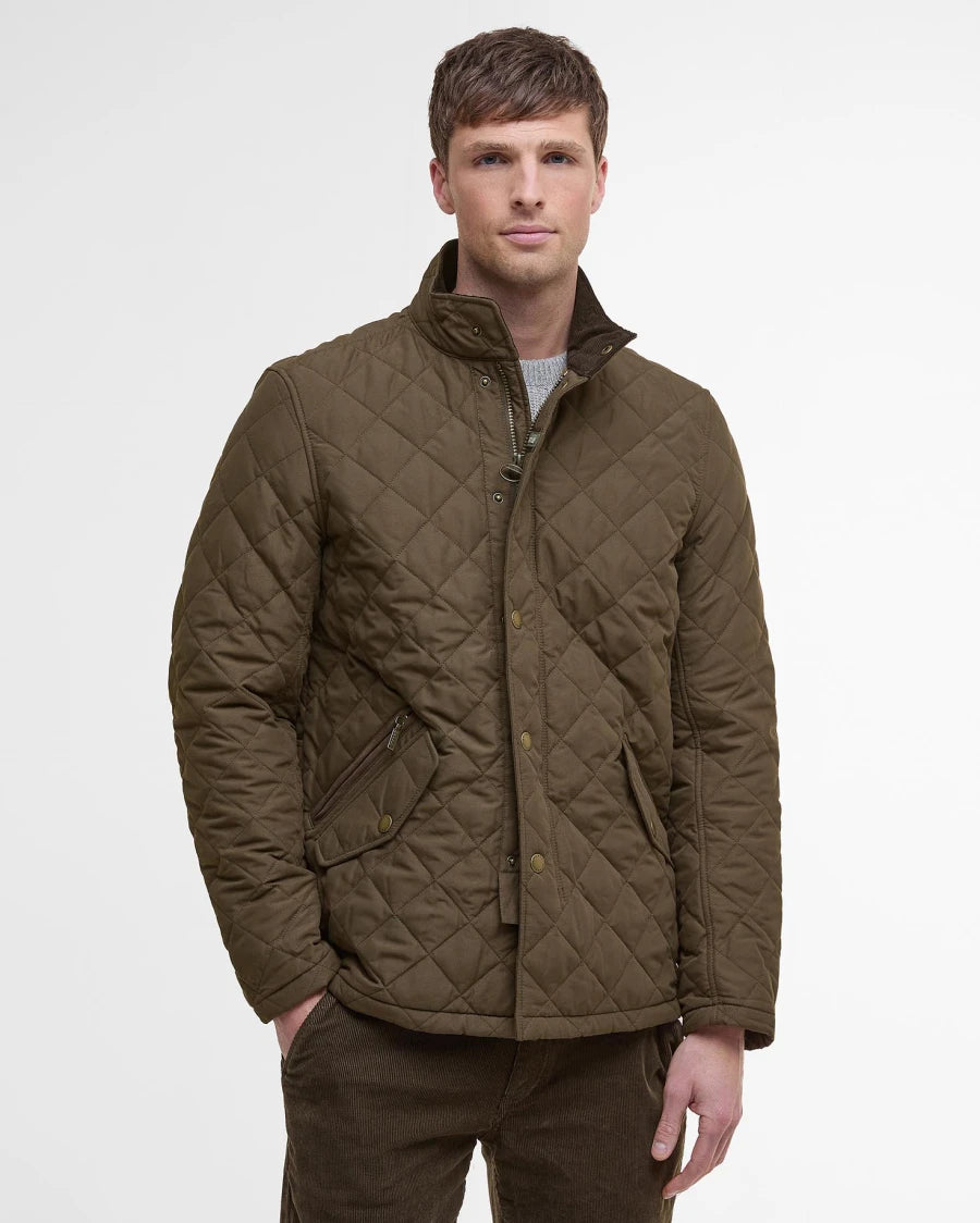 BARBOUR SHOVELER QUILTED JACKET IN DARK OLIVE in DARK OLIVE — main product view