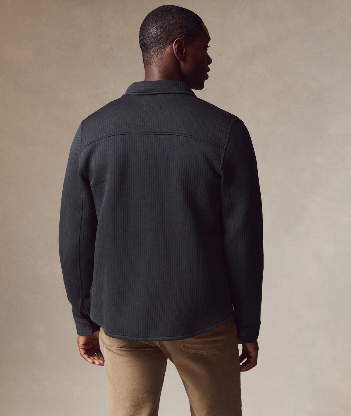 MARINE LAYER CORBET QUILTED OVERSHIRT IN CHARCOAL