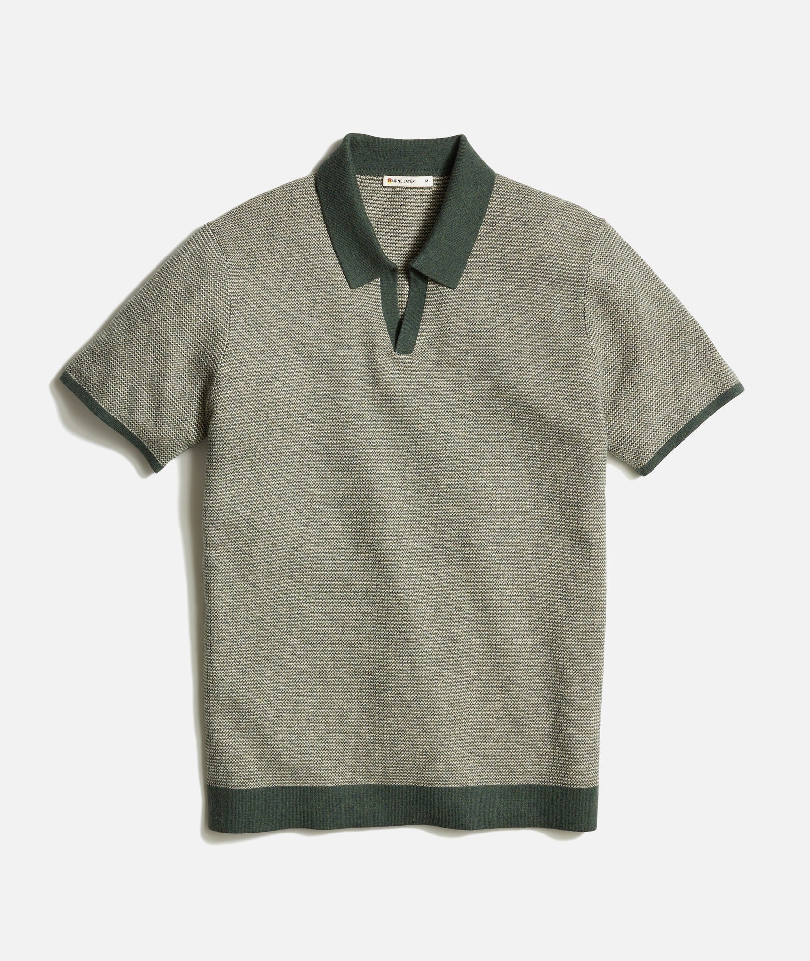 MARINE LAYER LIAM SWEATER POLO IN OLIVE/DRIFTWOOD in OLIVE/DRIFTWOOD — main product view