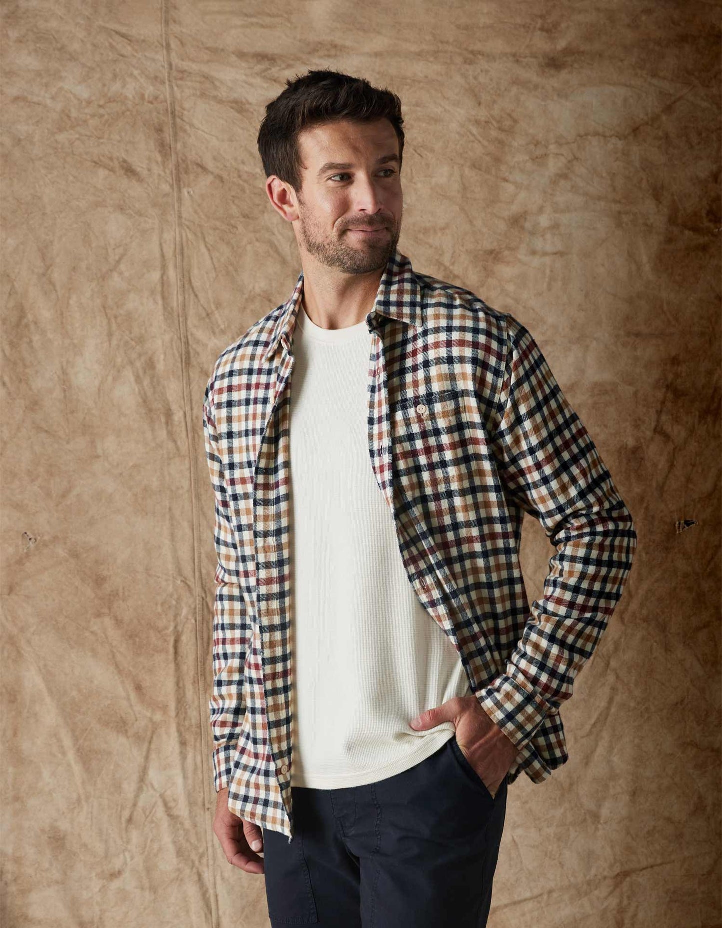 The Normal Brand - THE NORMAL BRAND HUDSON DOUBLE BRUSHED FLANNEL SHIRT IN HARVEST PLAID - Rent With Thred