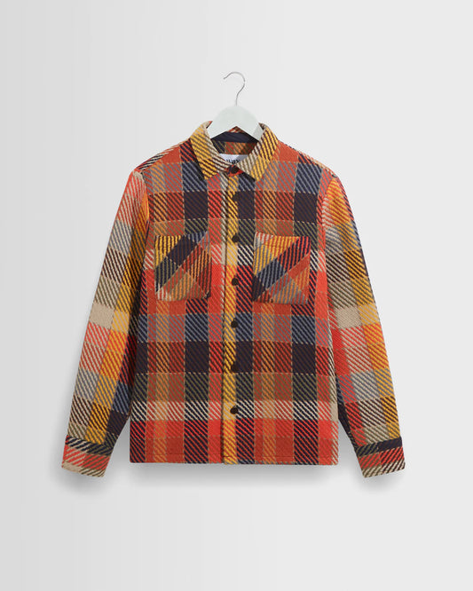 WAX LONDON WHITING OVERSHIRT IN PIKE CHECK ORANGE