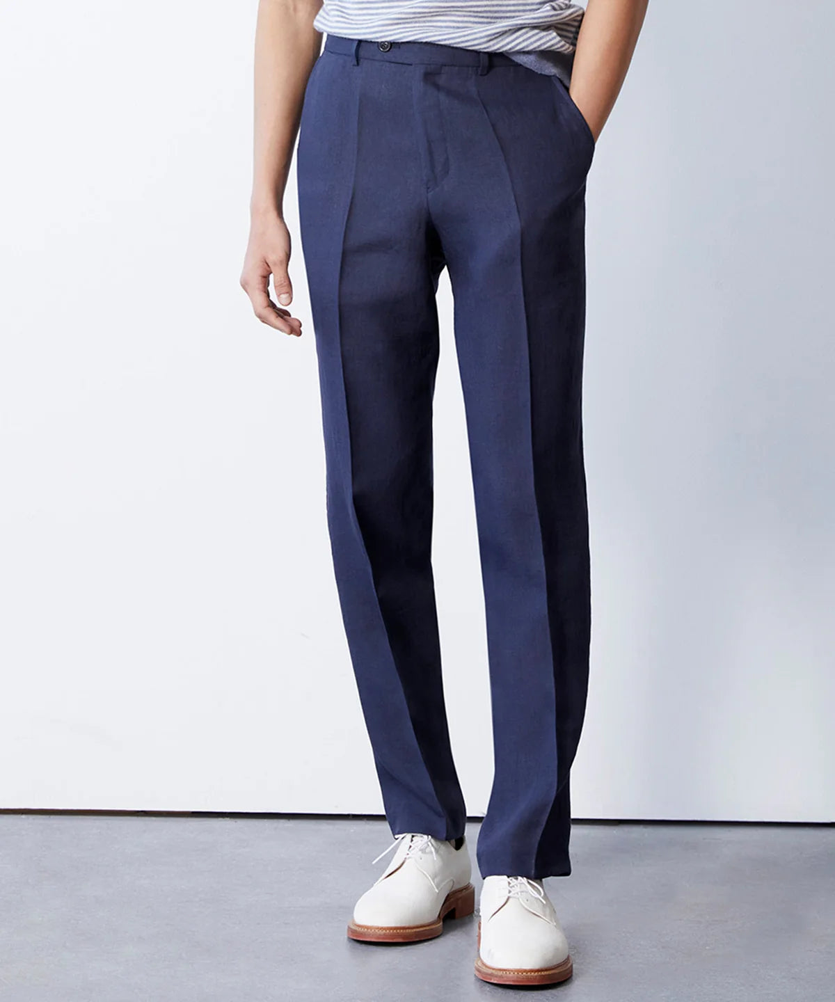 TODD SNYDER ITALIAN HEMP SUTTON TROUSER IN NAVY INK