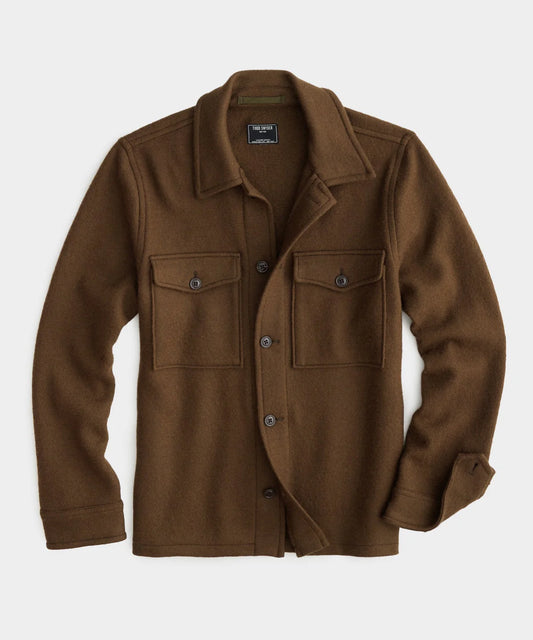 TODD SNYDER ITALIAN CPO SHIRT JACKET IN WEATHERED OAK