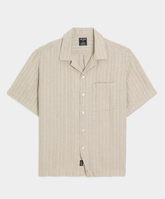 TODD SNYDER TEXTURED LINEN CAPRI SHIRT IN DESERT BEIGE