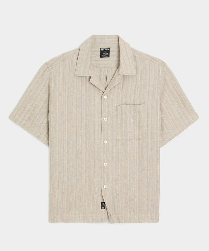TODD SNYDER TEXTURED LINEN CAPRI SHIRT IN DESERT BEIGE