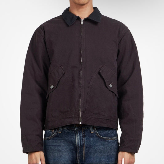 NUDIE JEANS BLAKE ZIP JACKET IN DUCK CANVAS DARK BROWN