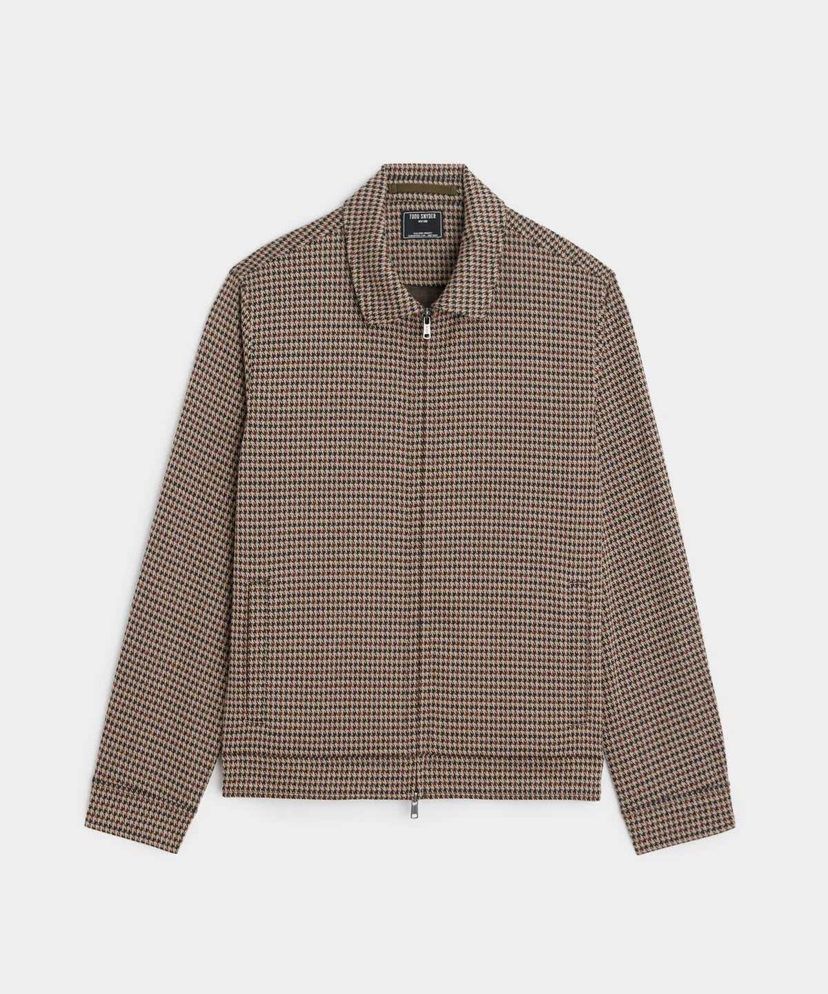 TODD SNYDER HOUNDSTOOTH ZIP JACKET IN DARK WHEAT in DARK WHEAT — main product view